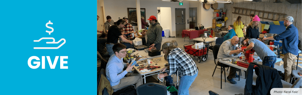 volunteers holding food boxes and helping