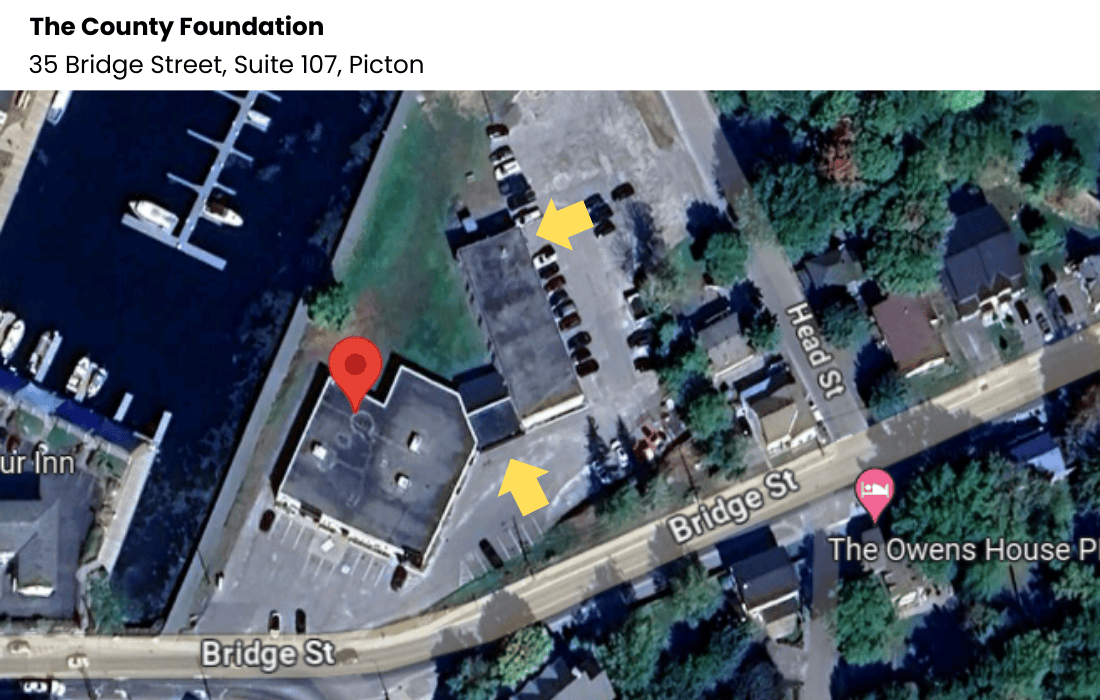 Location of The County Foundation: 35 Bridge Street, Suite 107, Picton.