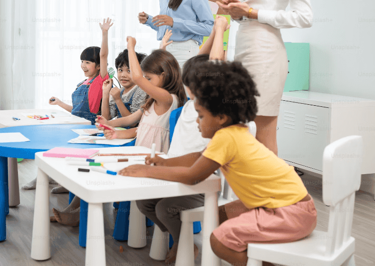 Children in a classroom.