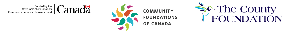 recovery fund logos - govt of canada, community foundations of canada, and tcf